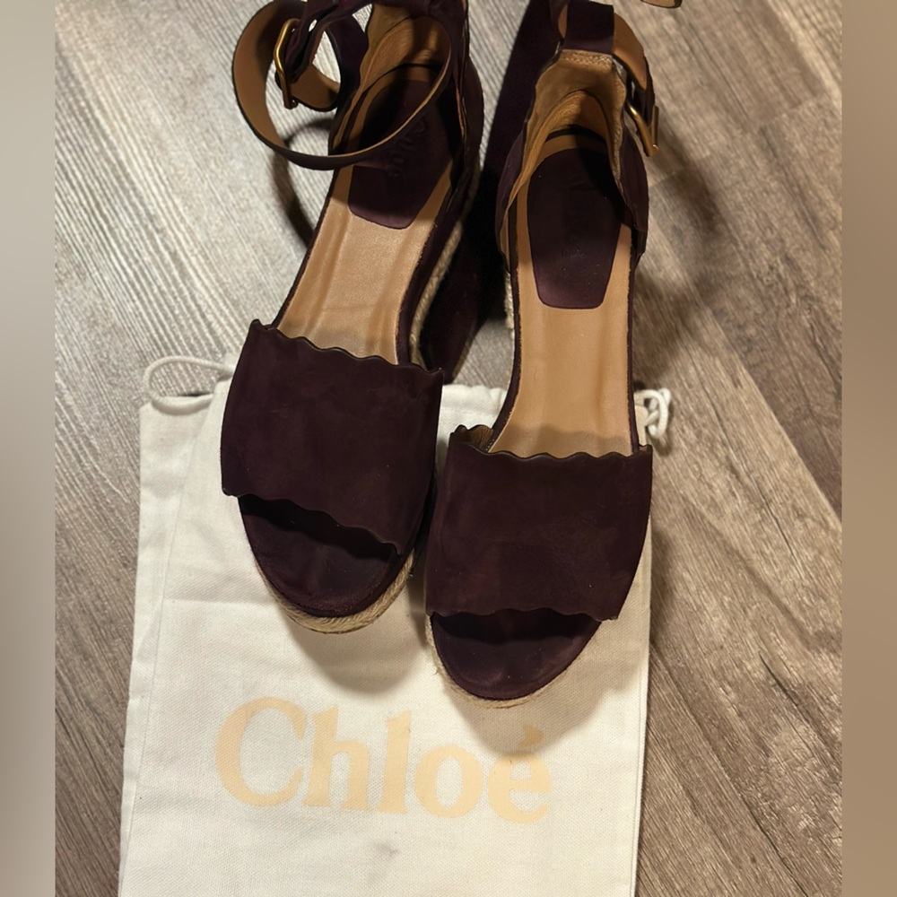 CHLOE Authentic Suede Wedge Espadrilles 💃🏻🌹🍷 - Picture 14 of 17